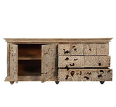 Corsica Contemporary Large Premium Solid Wood Floral Hand-Carving Sideboard Storage Cabinet & Chest
